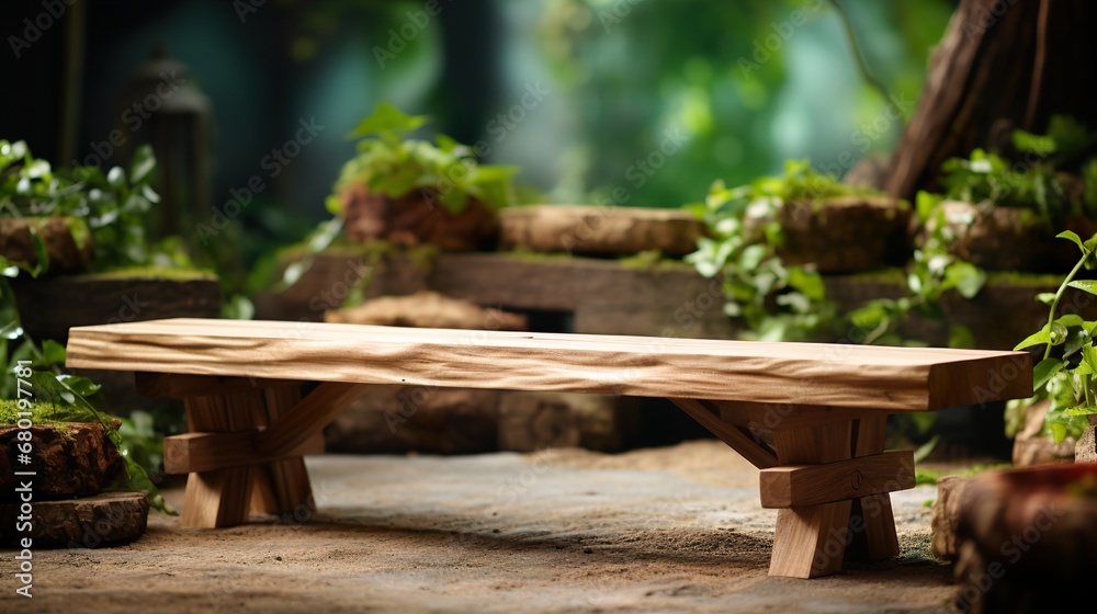Naklejka premium Outdoor Bench in Natural Woods