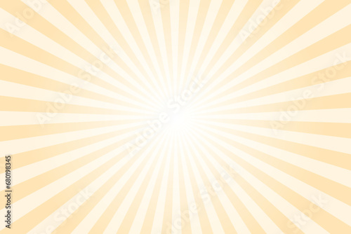 Retro vintage style background with sun rays. Light yellow orange sunburst background. Vector illustration