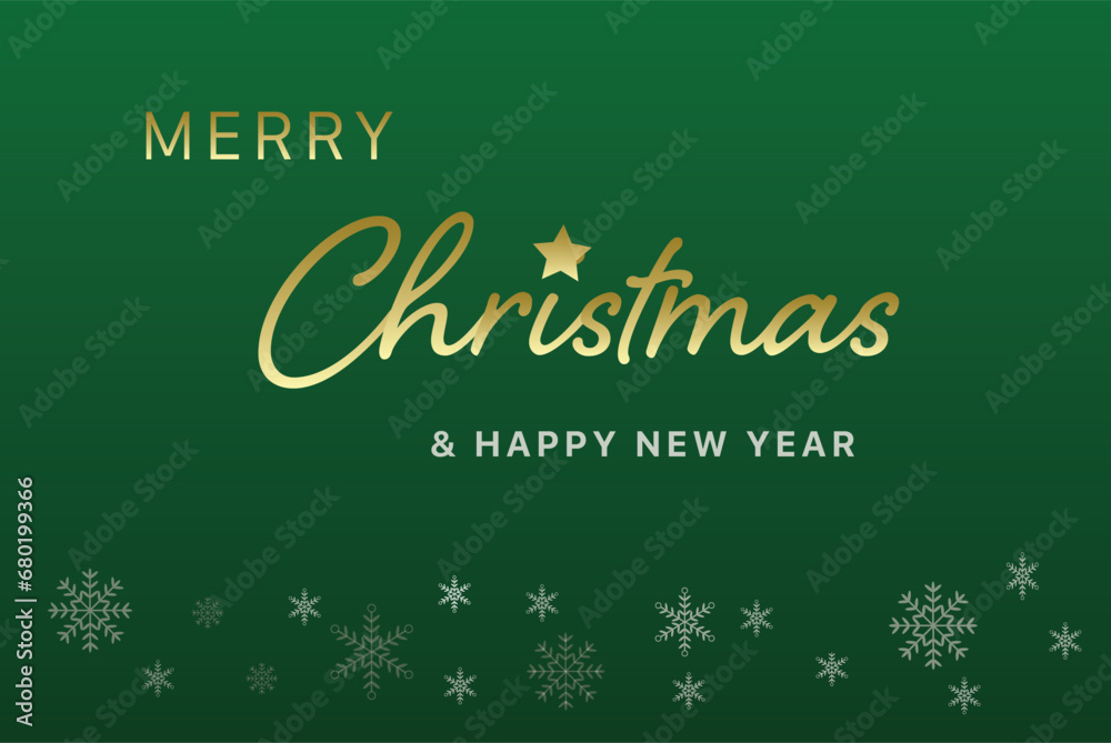 Christmas and Happy New Year with xmas snowflakes on green background, vector illustration. Christmas and Happy New Year with xmas snowflakes on green background, vector illustration.