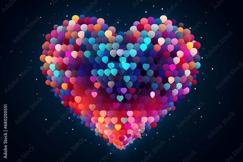 Neon colored geometrical heart shape. Dotted texture. Neon colored geometrical heart shape. Dotted texture.