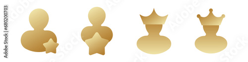 Gold user icon. King icon member pass. Exclusive user card tag.