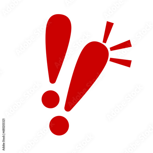 Exclamation mark. Red vector warn sign. Caution or attention icon. Exclamation danger sign.
