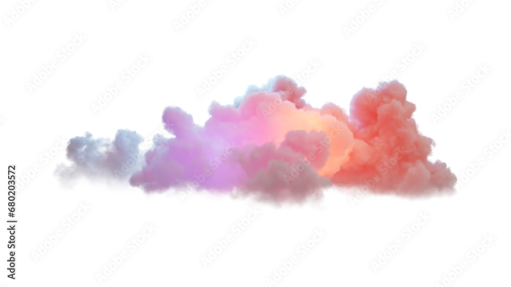 Fototapeta premium 3d render, neon magical cloud illuminated with colorful neon light. Fantasy sky design element.