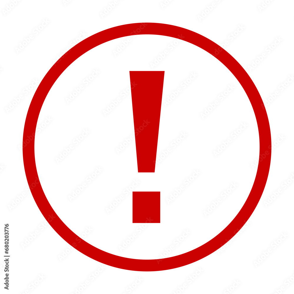 Exclamation mark. Red vector warn sign. Caution or attention icon. Exclamation danger sign. Exclamation mark. Red vector warn sign. Caution or attention icon. Exclamation danger sign.