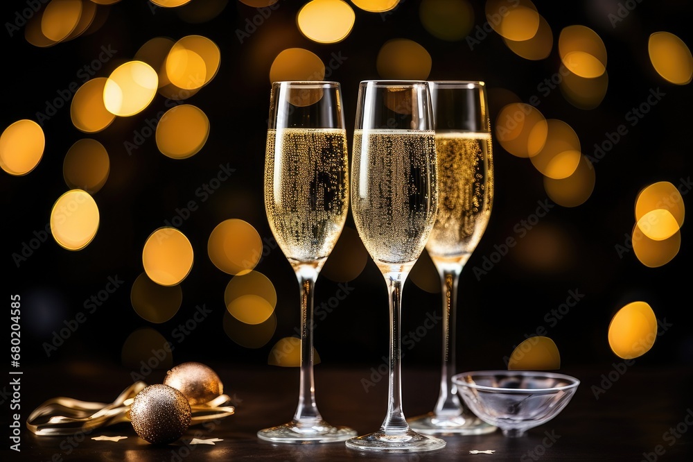 New Year's Cheers: Midnight Toast with Sparkling Lights, generative AI New Year's Cheers: Midnight Toast with Sparkling Lights, generative AI