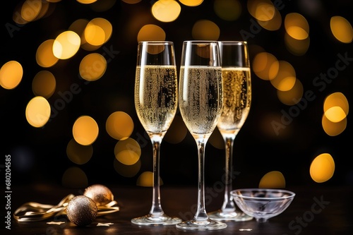 New Year's Cheers: Midnight Toast with Sparkling Lights, generative AI © Artificial Soul