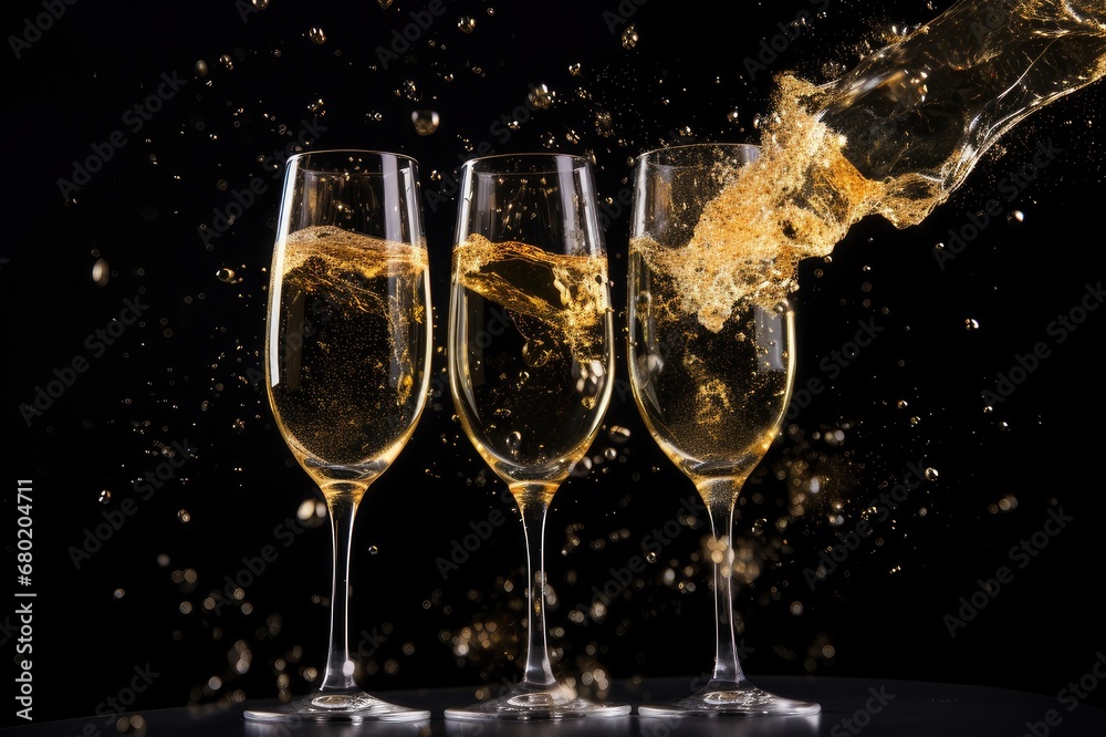 New Year's Cheers: Midnight Toast with Sparkling Lights, generative AI New Year's Cheers: Midnight Toast with Sparkling Lights, generative AI