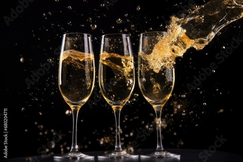 New Year's Cheers: Midnight Toast with Sparkling Lights, generative AI