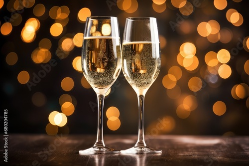 New Year's Cheers: Midnight Toast with Sparkling Lights, generative AI