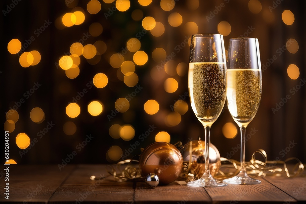 New Year's Cheers: Midnight Toast with Sparkling Lights, generative AI New Year's Cheers: Midnight Toast with Sparkling Lights, generative AI