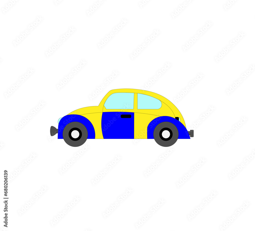 Vector illustration of a cartoon retro car on a white background