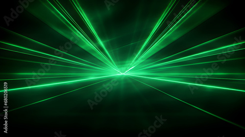 Green laser beams on blank background for futuristic designs photo