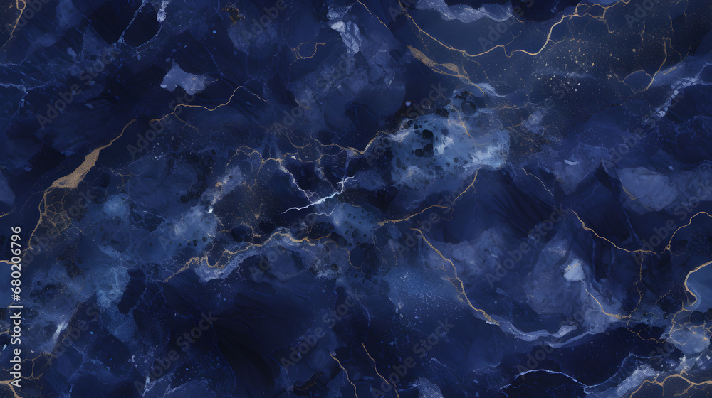 Seamless midnight blue marble with sparkling mica - obrazy, fototapety, plakaty 