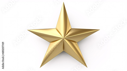 A glittering  Close-Up Gold Star isolated on a white  pristine canvas.