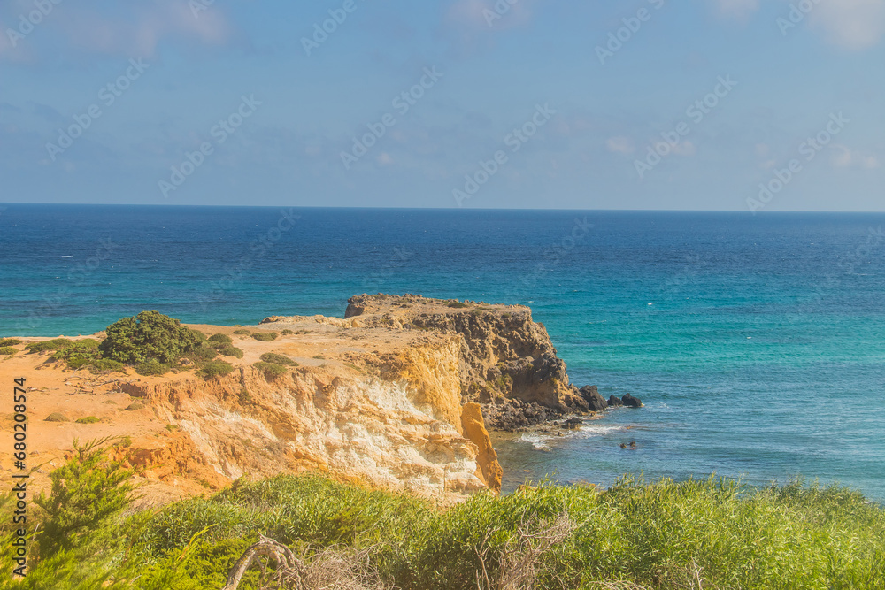 Sea and Mountain at Ras Hammam Beach. Cliff Views and Natural Beauty in Tunisia