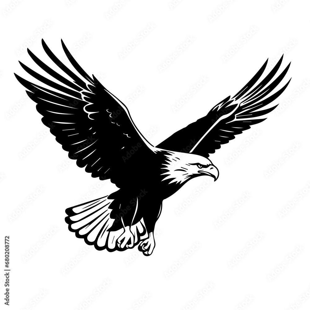 Majestic Flying Bald Eagle Vector Illustration Majestic Flying Bald Eagle Vector Illustration