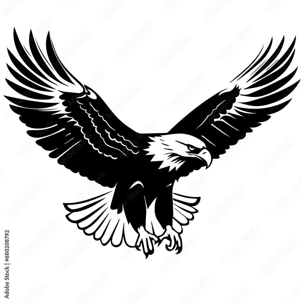 Majestic Flying Bald Eagle Vector Illustration Majestic Flying Bald Eagle Vector Illustration