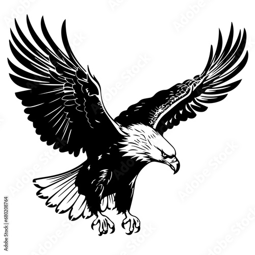 Majestic Flying Bald Eagle Vector Illustration