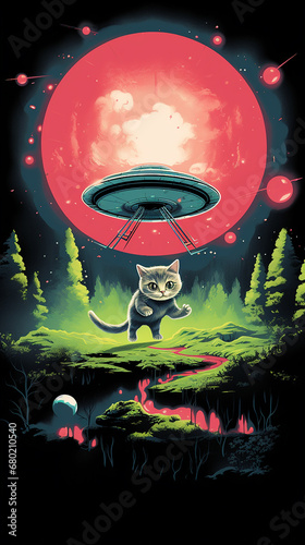 gato sendo abduzido por nave espacial alienigena 