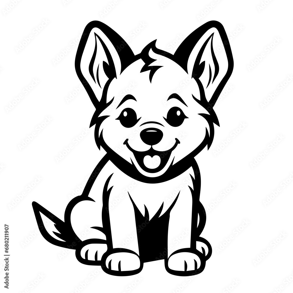 Cute German Shepherd Dog Vector Illustration