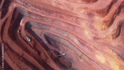 Aerial drone view of iron mine industry iron extraction in mine area HD photo