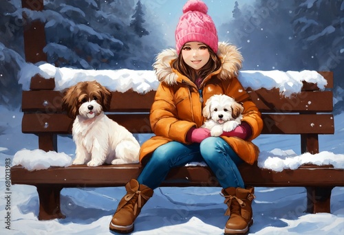 girl with dogs