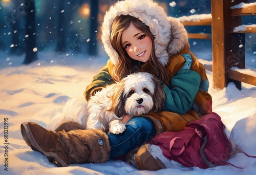 girl with dog