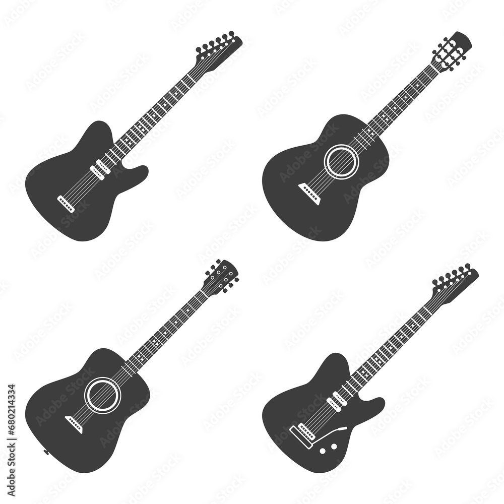 Fototapeta premium Guitar set. Flat illustration. White background.