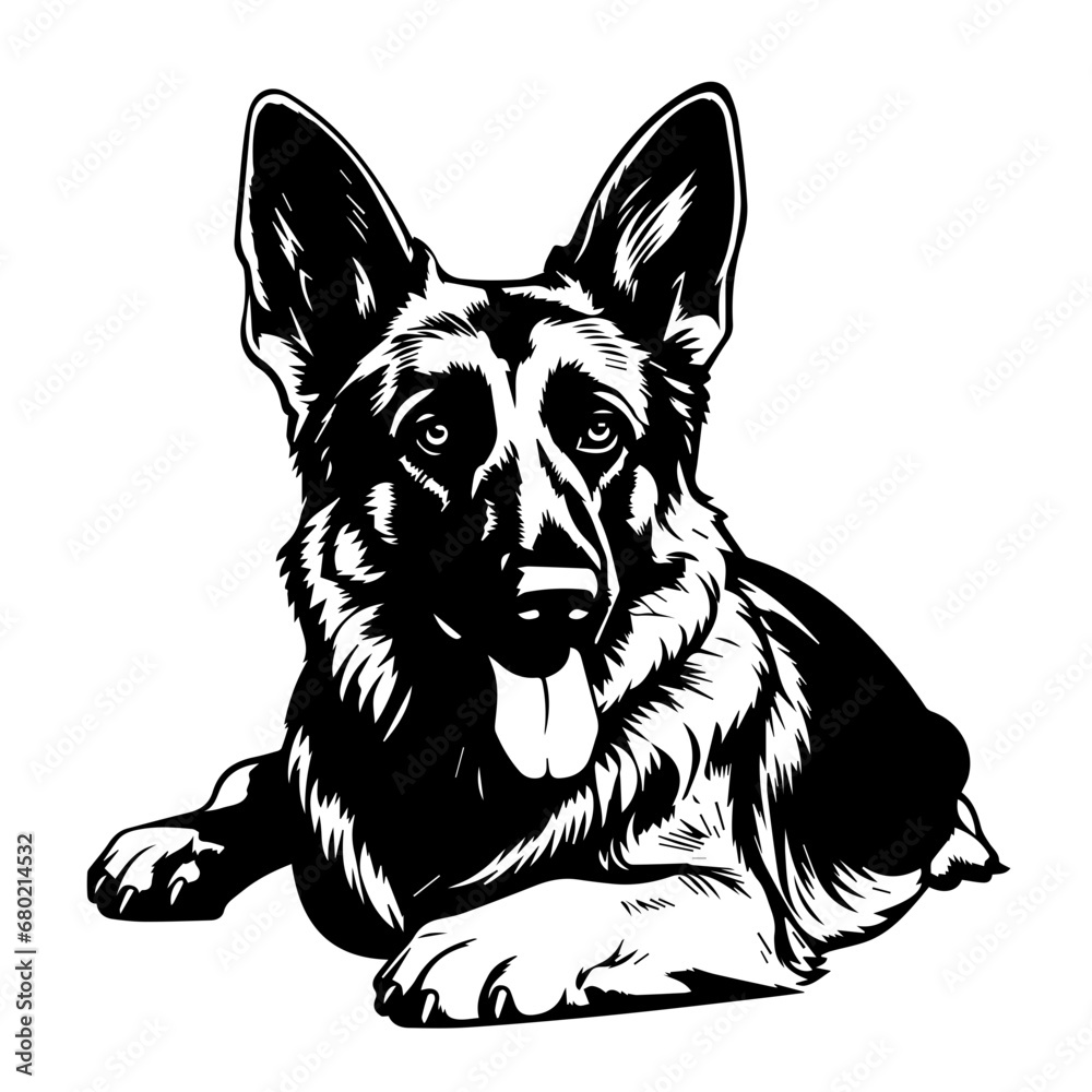 Relaxed Lying German Shepherd Vector Illustration Relaxed Lying German Shepherd Vector Illustration