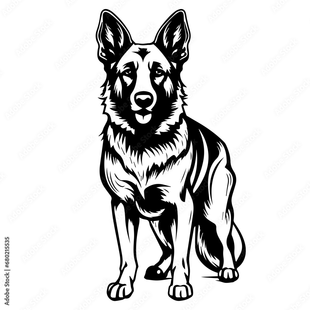 Noble Standing German Shepherd Vector Illustration Noble Standing German Shepherd Vector Illustration