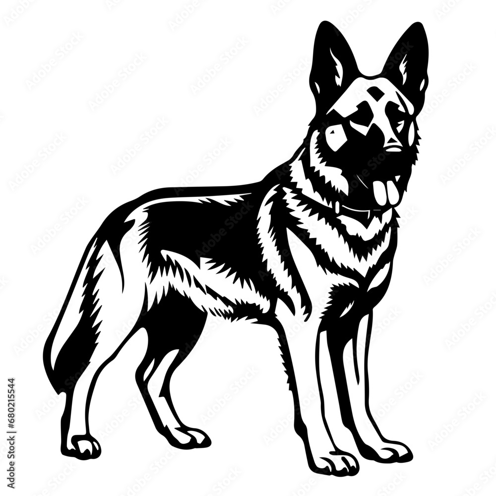 Noble Standing German Shepherd Vector Illustration Noble Standing German Shepherd Vector Illustration