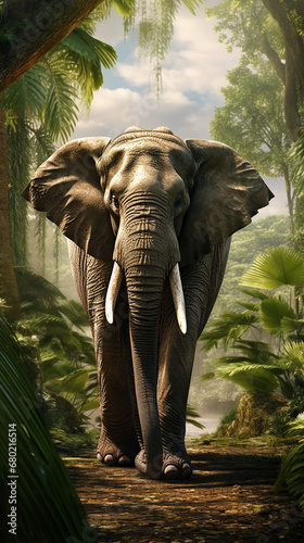 elefante no fundo fresco da selva ex  tica