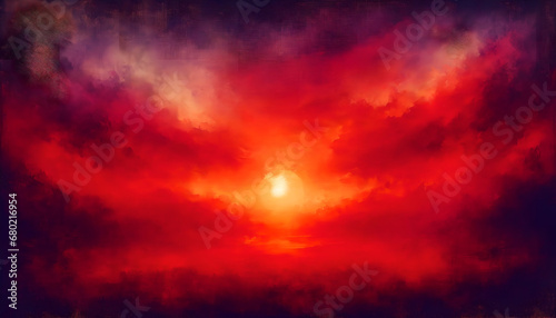 Fiery Sunset: Vivid reds and oranges, Landscape Concept Art, Generative AI