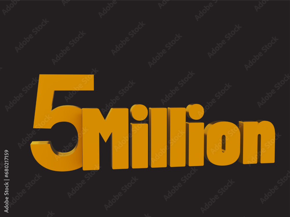 5 million 3d illustrations, 3d golden 1 Million isolated on background. 3d illustration.