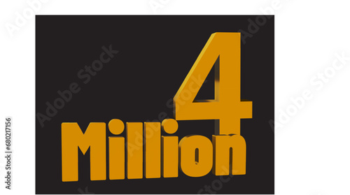 4 million 3d illustrations, 3d golden 1 Million isolated on background. 3d illustration.