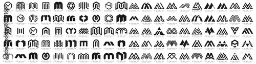 collection abstract letter M logo design. logotype M design with black color. vector illustration