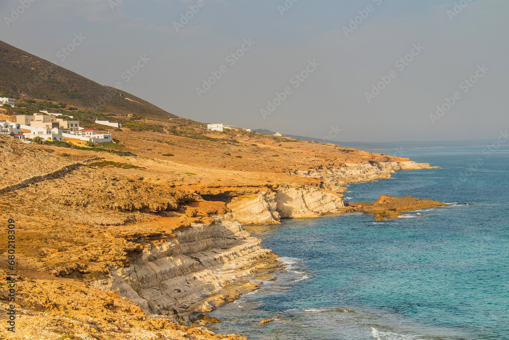 Cliff to Beach with Ocean Horizon at Cap Zebib, Bizerte, Tunisia
