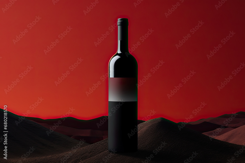 Bottle of wine on a clean background. Banner, advertising. Place for text.