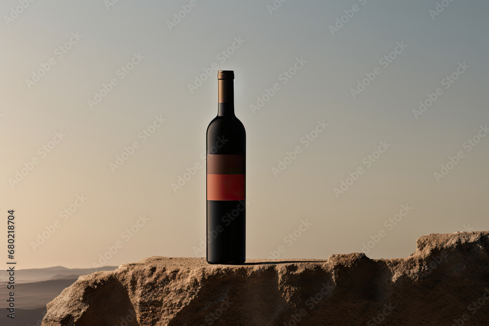 Bottle of wine on a clean background. Banner, advertising. Place for text. Bottle of wine on a clean background. Banner, advertising. Place for text.