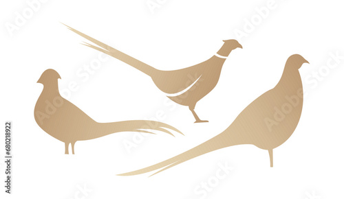 Pheasant silhouette gold, Flying pheasant silhouette, Pheasant silhouette clip art.