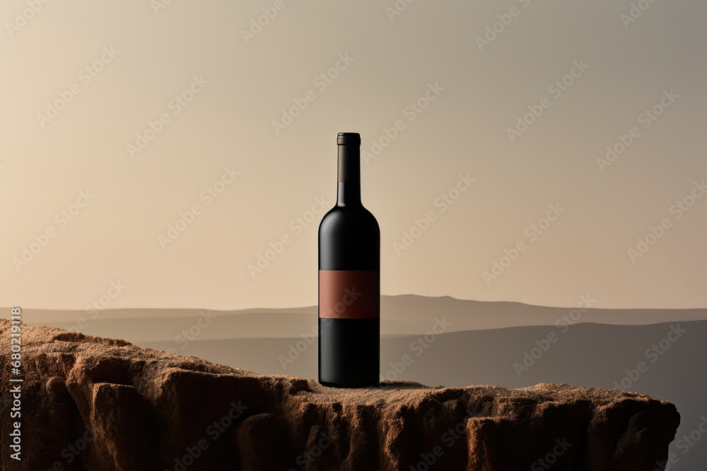 Bottle of wine on a clean background. Banner, advertising. Place for text. Bottle of wine on a clean background. Banner, advertising. Place for text.
