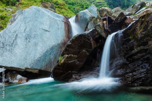 Cascade of Bhagsu waterfall in Bhagsu, Himachal Pradesh, India photo