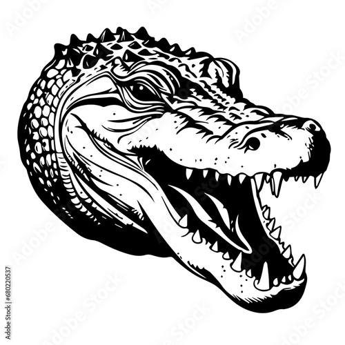 Alligator Head Profile Vector Illustration