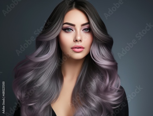 beautifull young girl with beautifully styled hair with ombré coloring