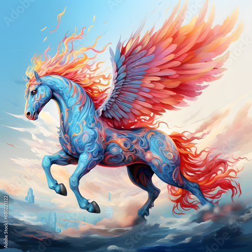 pegasus, a horse with wings. a mythical flying creature.