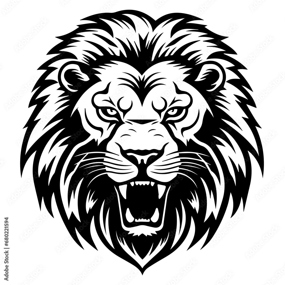  Ferocious Angry Lion Head Vector Illustration