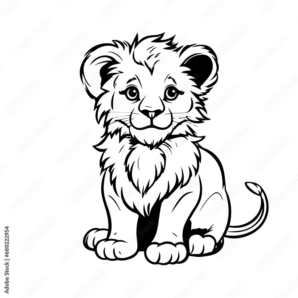 Adorable Baby Lion Cub Vector Illustration