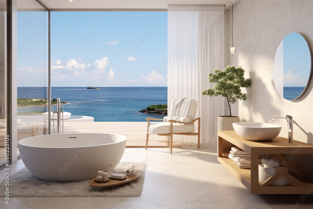 Naklejka premium bathroom interior with bathtub