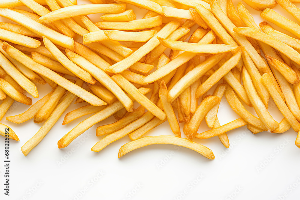 French fries on white background French fries on white background