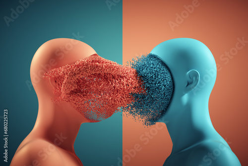 Two faceless people standin...